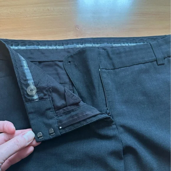 Express Dark Charcoal Gray Flare Cuffed Dress Pants bootcut trousers editor 12 - Picture 5 of 9